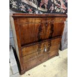 An early 19th century Danish flame mahogany secretaire a abbatant, with birchwood fitted interior,