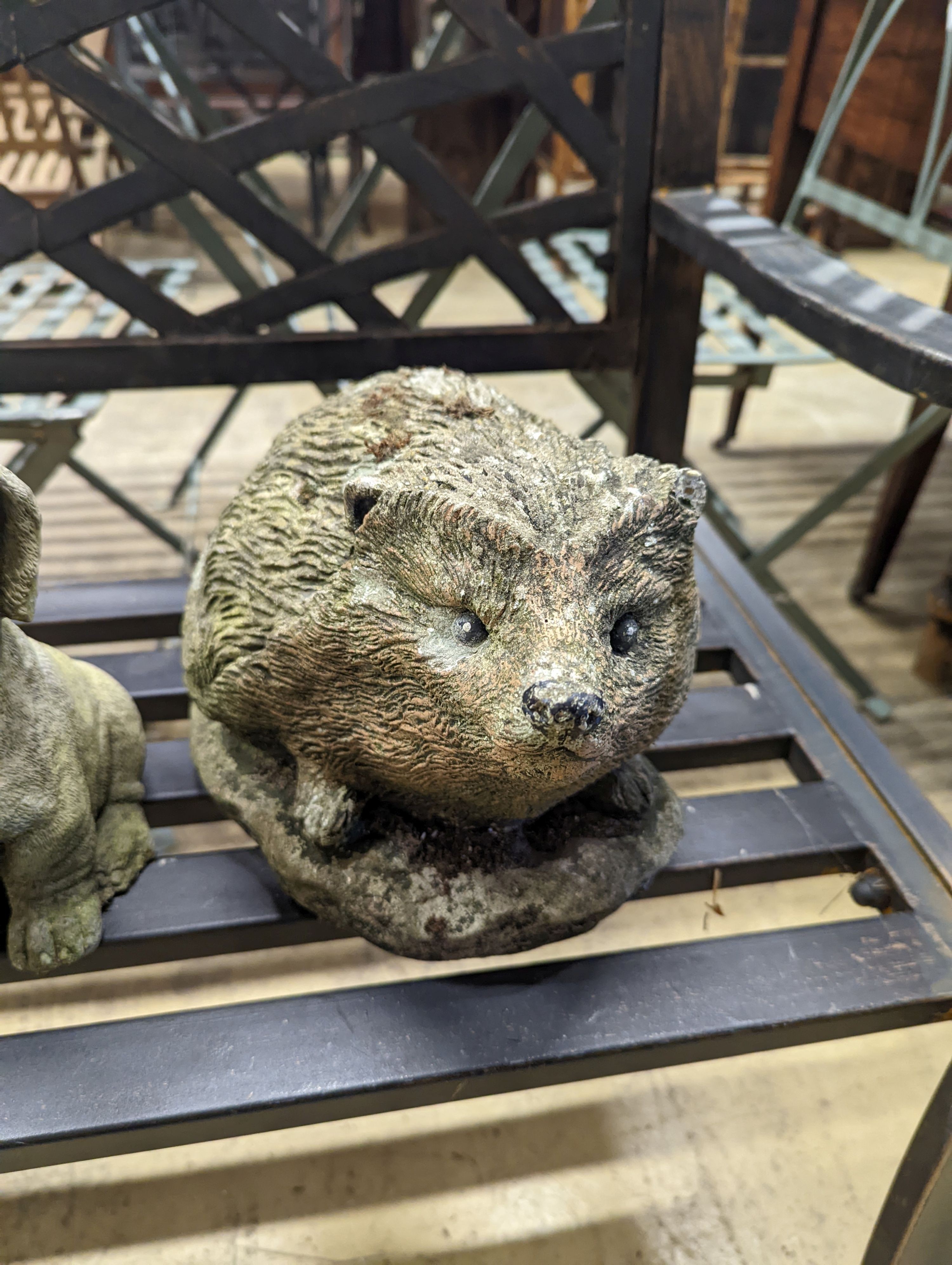 Four reconstituted stone animal garden ornaments, largest length 35cm - Image 3 of 5