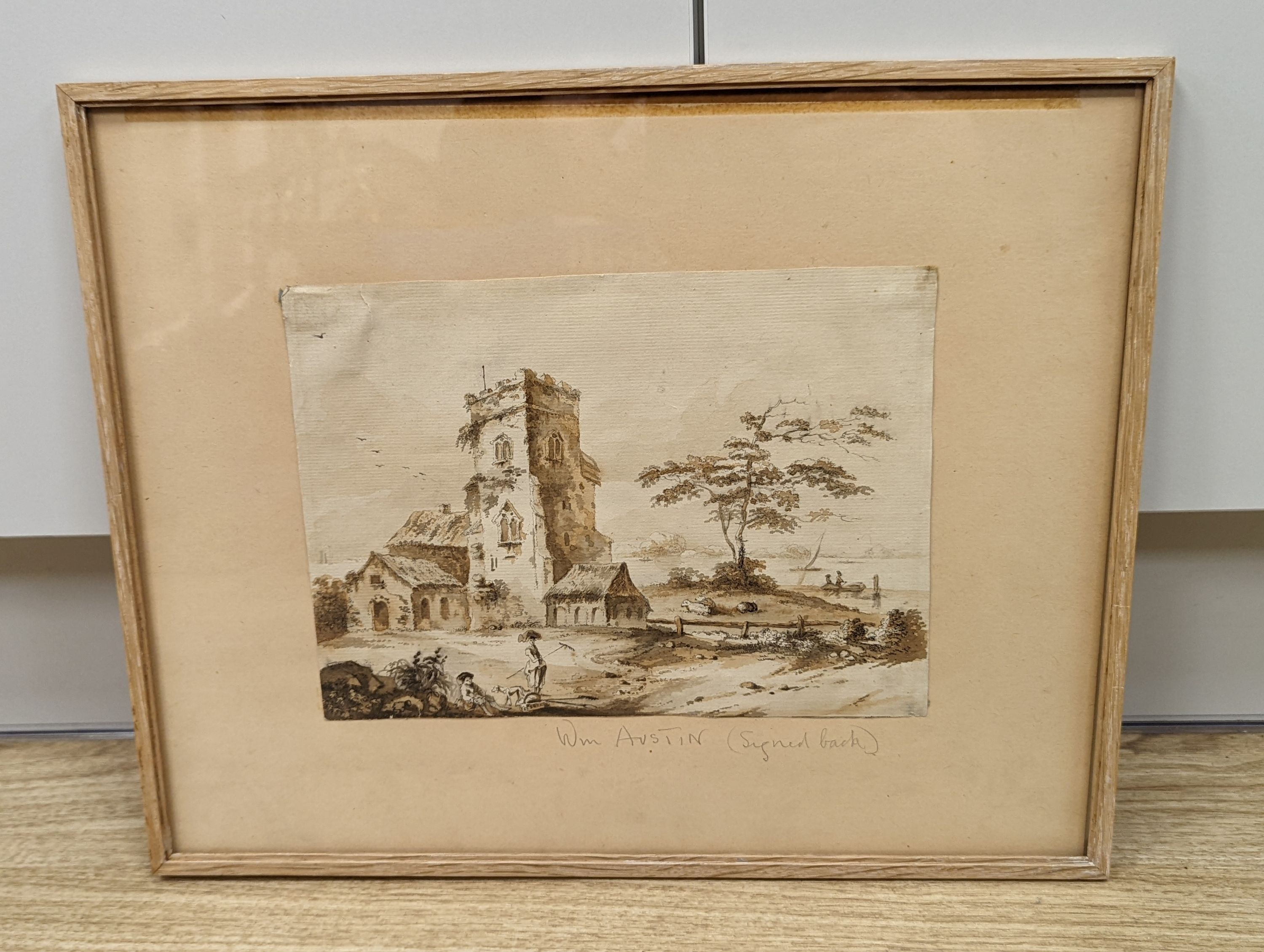 Attributed to William Austin (1721-1820), ink and watercolour, 'Millbrook Church, Southampton', - Bild 2 aus 4