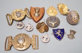 British and Irish regimental badges etc. including two Royal Munster Fusiliers badges, a Royal