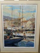 Henri Plisson (1908-2002), silkscreen serigraph, 'Boat masts' signed, Limited Edition