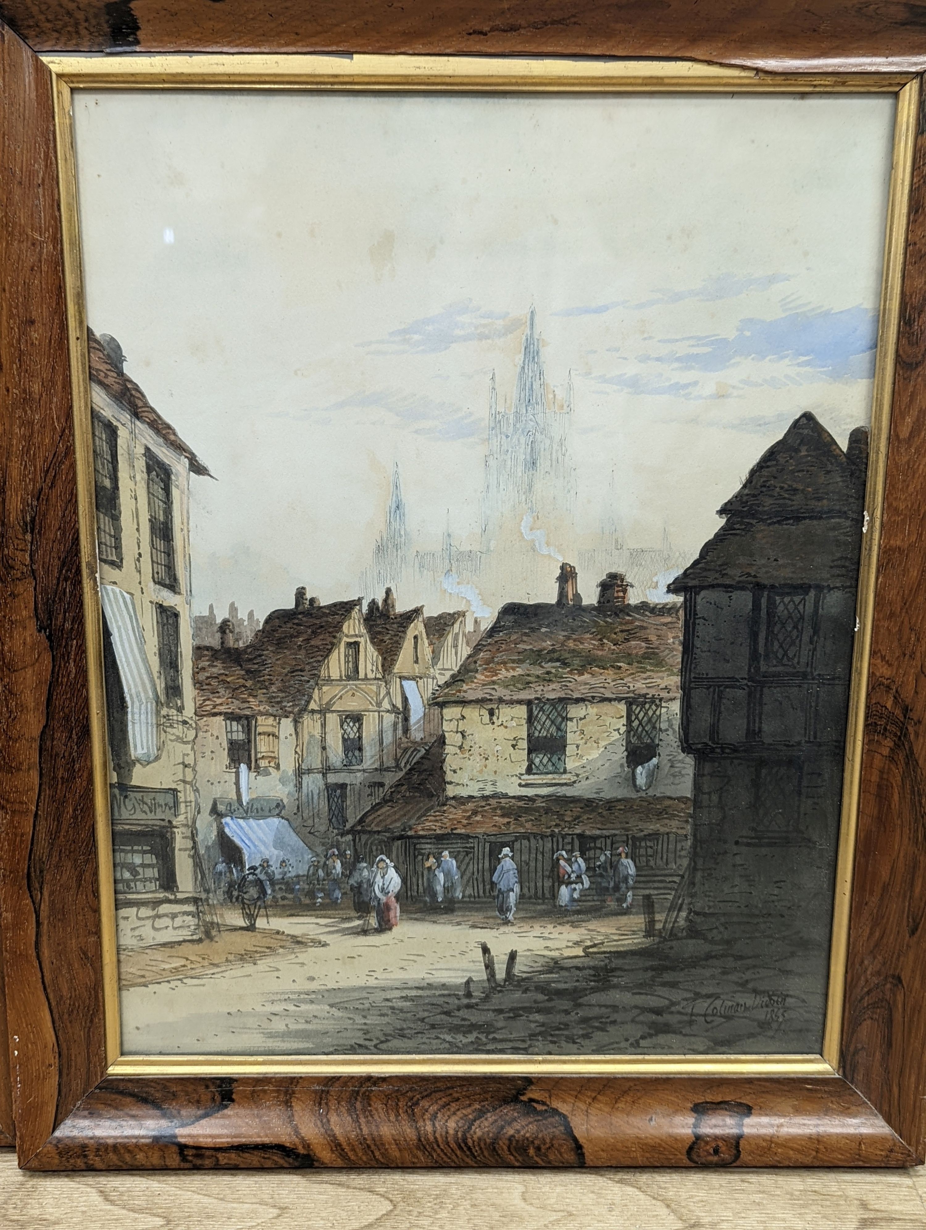 T. Colman Dibdin (1810-1893), pair of watercolours, Venetian canal scene and French street scene, - Bild 2 aus 6