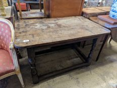 An 18th century and later rectangular oak table, length 121cm, depth 72cm, height 71cm