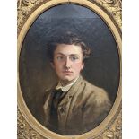 19th century English School, oil on canvas, oval portrait of a young gentleman in gilt frame,