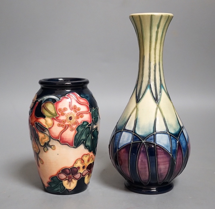 Two modern boxed Moorcroft vases. Tallest 17cm
