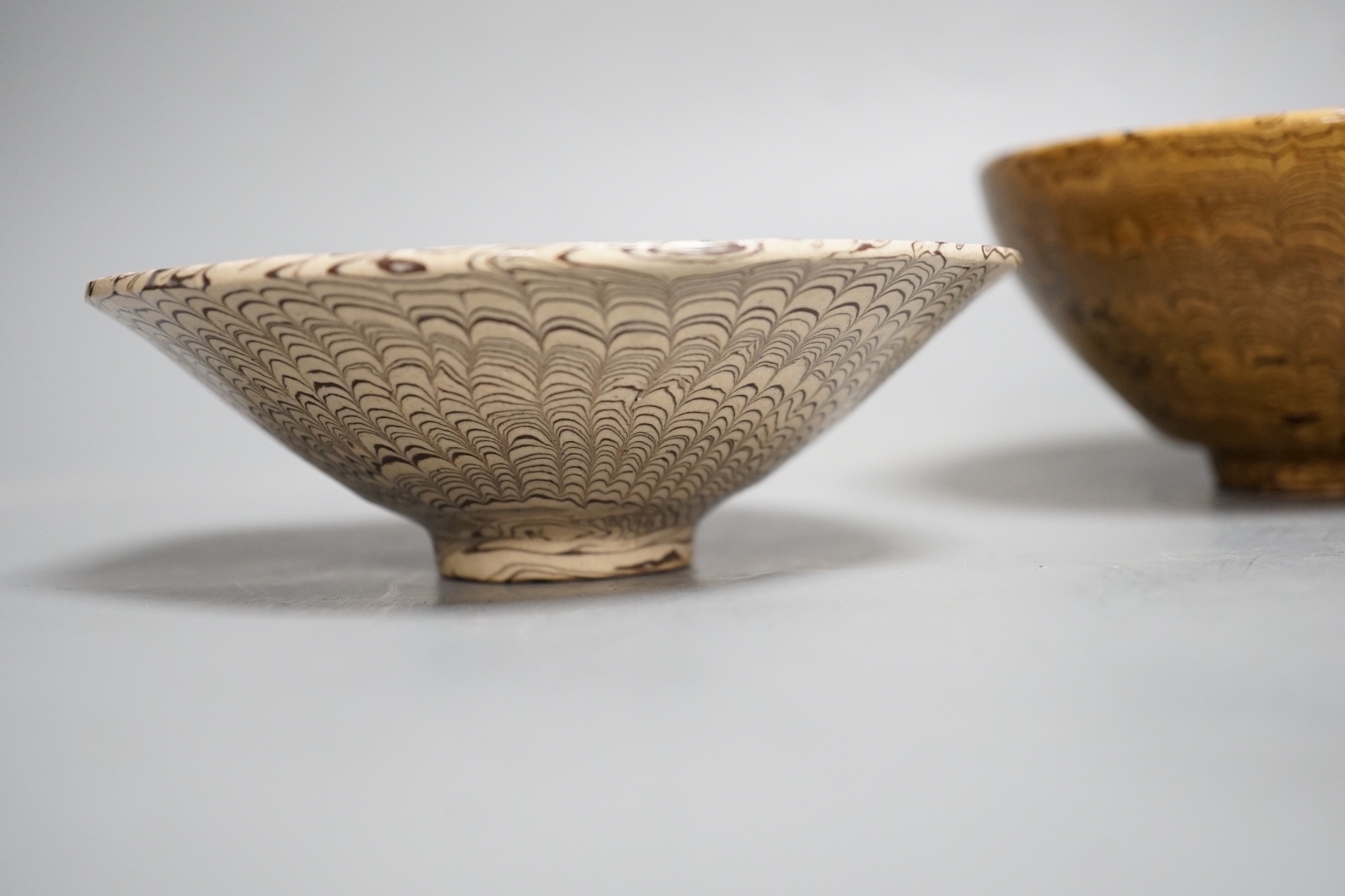 Two Chinese marbled pottery bowls, 14.5cm - Image 5 of 6