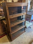 A Globe Wernicke style oak bookcase, (not sectional), width 88cm, depth 32cm, height 152cm