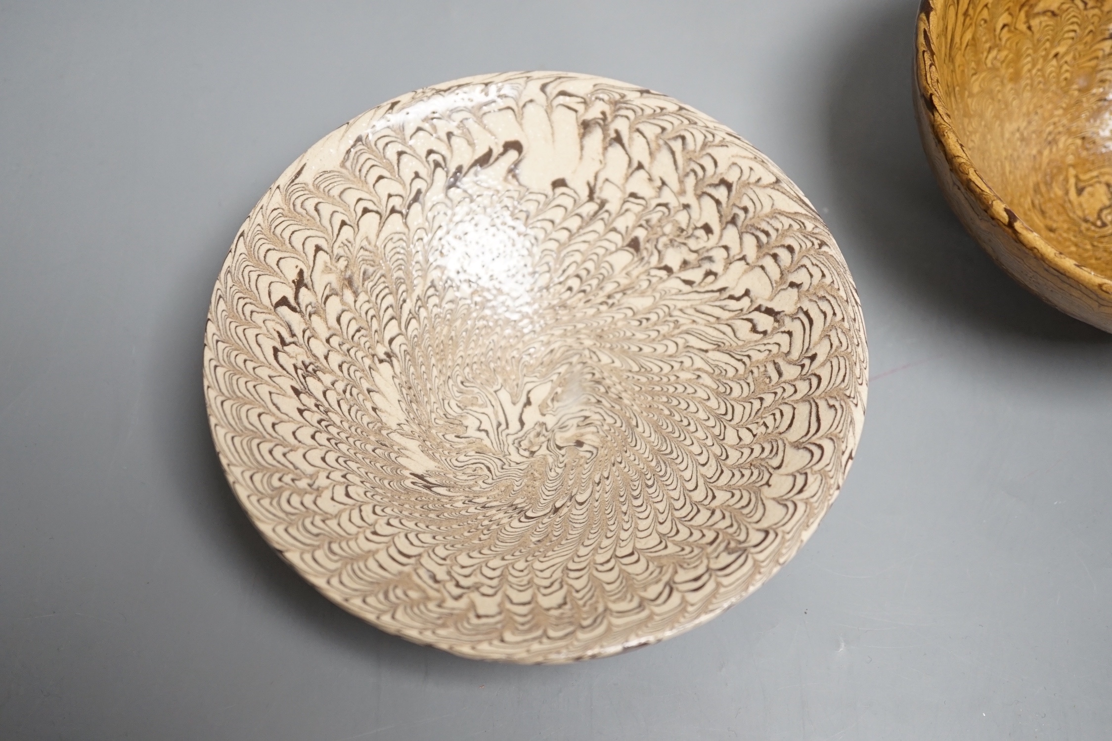Two Chinese marbled pottery bowls, 14.5cm - Image 2 of 6