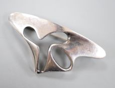 A Georg Jensen sterling amoeba brooch, no. 325, 54mm.