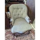 A Victorian carved walnut spoonback chair, width 62cm, depth 75cm, height 80cm