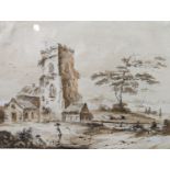 Attributed to William Austin (1721-1820), ink and watercolour, 'Millbrook Church, Southampton',