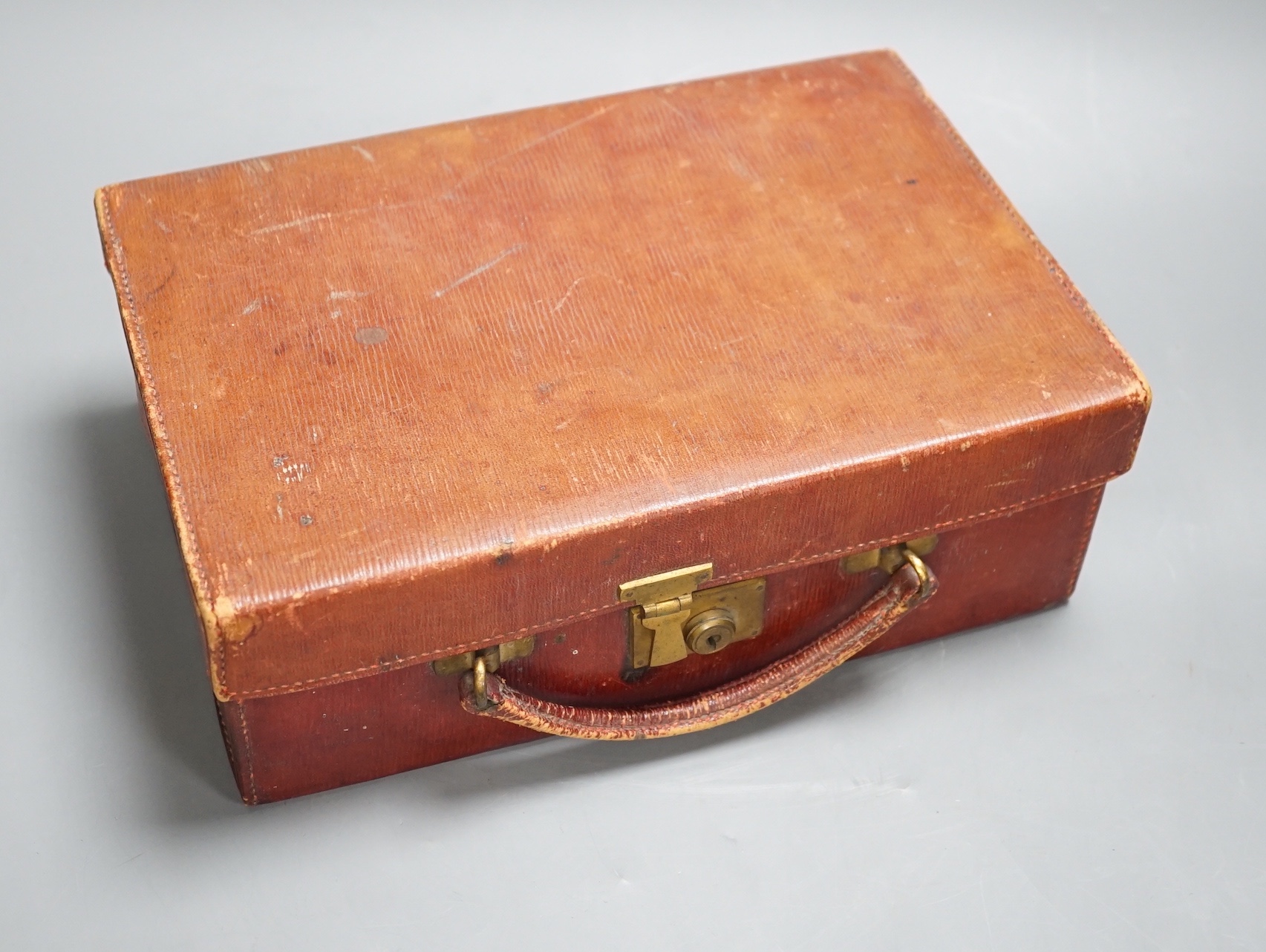A Vintage Asprey red leather case, 28cm - Image 2 of 4
