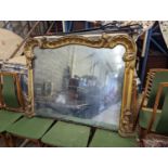 A 19th century carved giltwood and gesso overmantel mirror, width 140cm, height 102cm