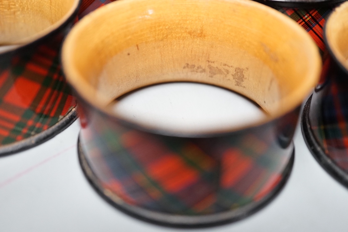 A German papier mache spectacles case and five Tartan ware napkin rings - Image 4 of 5