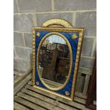 An Empire style painted gilt and faux malachite rectangular wall mirror, width 60cm, height 92cm