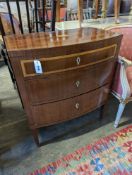 A Danish inlaid mahogany bow front chest, width 70cm, depth 44cm, height 82cm