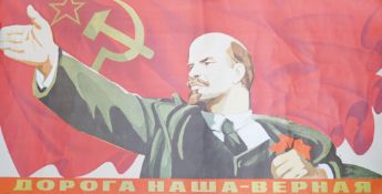 A USSR propaganda poster of Vladimir Lenin 58x115cm
