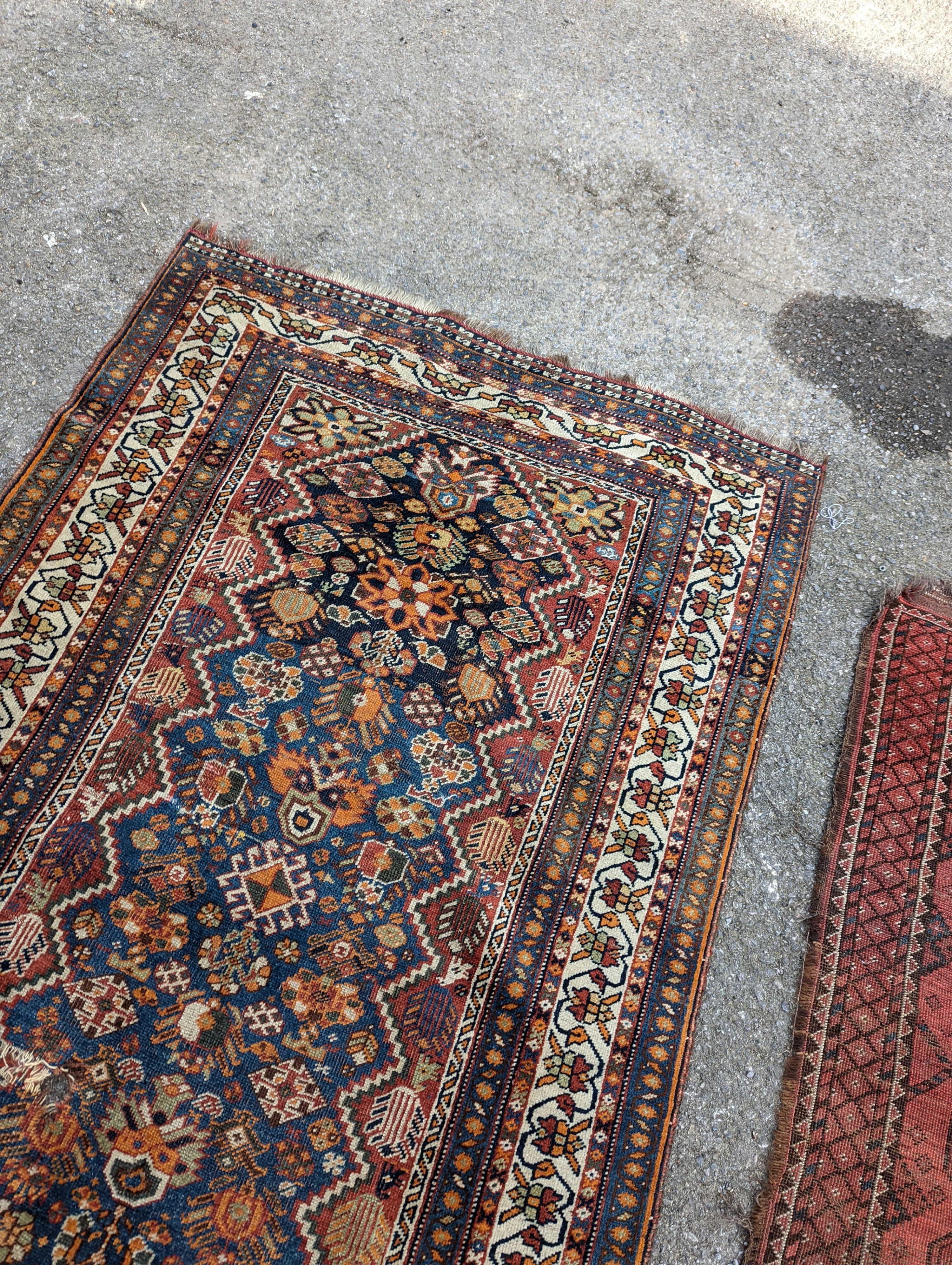 A North West Persian blue ground runner, 300 x 109 (worn and holed) a North West Persian rug, Bohara - Image 12 of 12