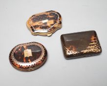 Three 19th century tortoiseshell and gilt metal purses