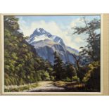Star Robertson (New Zealand), oil on board, 'Mount Lyttle from the road to Milford', New Zealand,