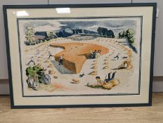 John Nash (1893-1977), lithograph, school print, Harvesting (SP20), 50 x 77cm