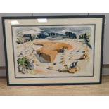 John Nash (1893-1977), lithograph, school print, Harvesting (SP20), 50 x 77cm