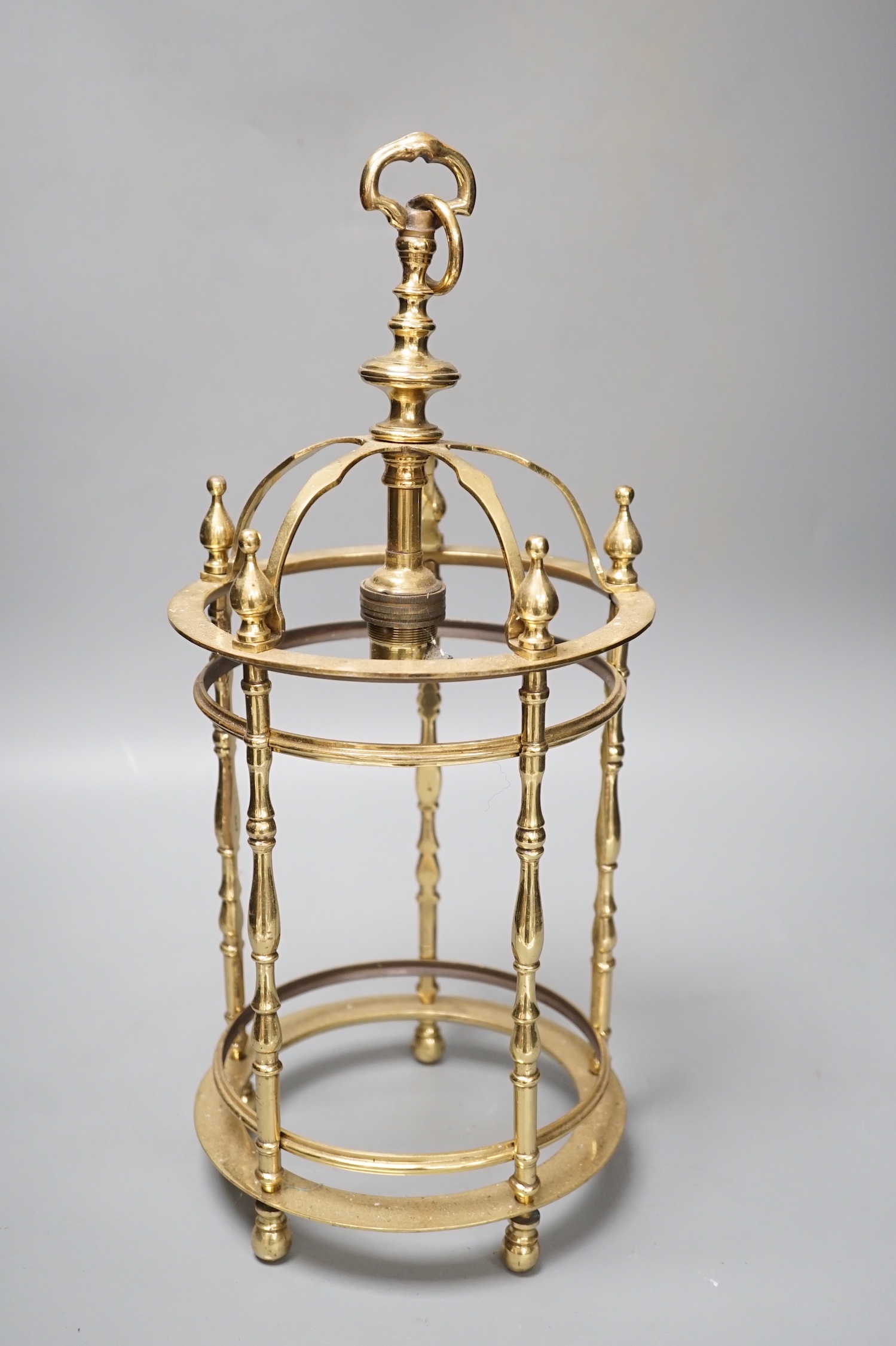 A brass ceiling lantern, lacking glass, 41cm high - Image 3 of 3