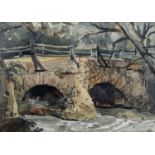 Adrian Bury (1891-1991), watercolour, Stone bridge, signed, 27 x 38cm