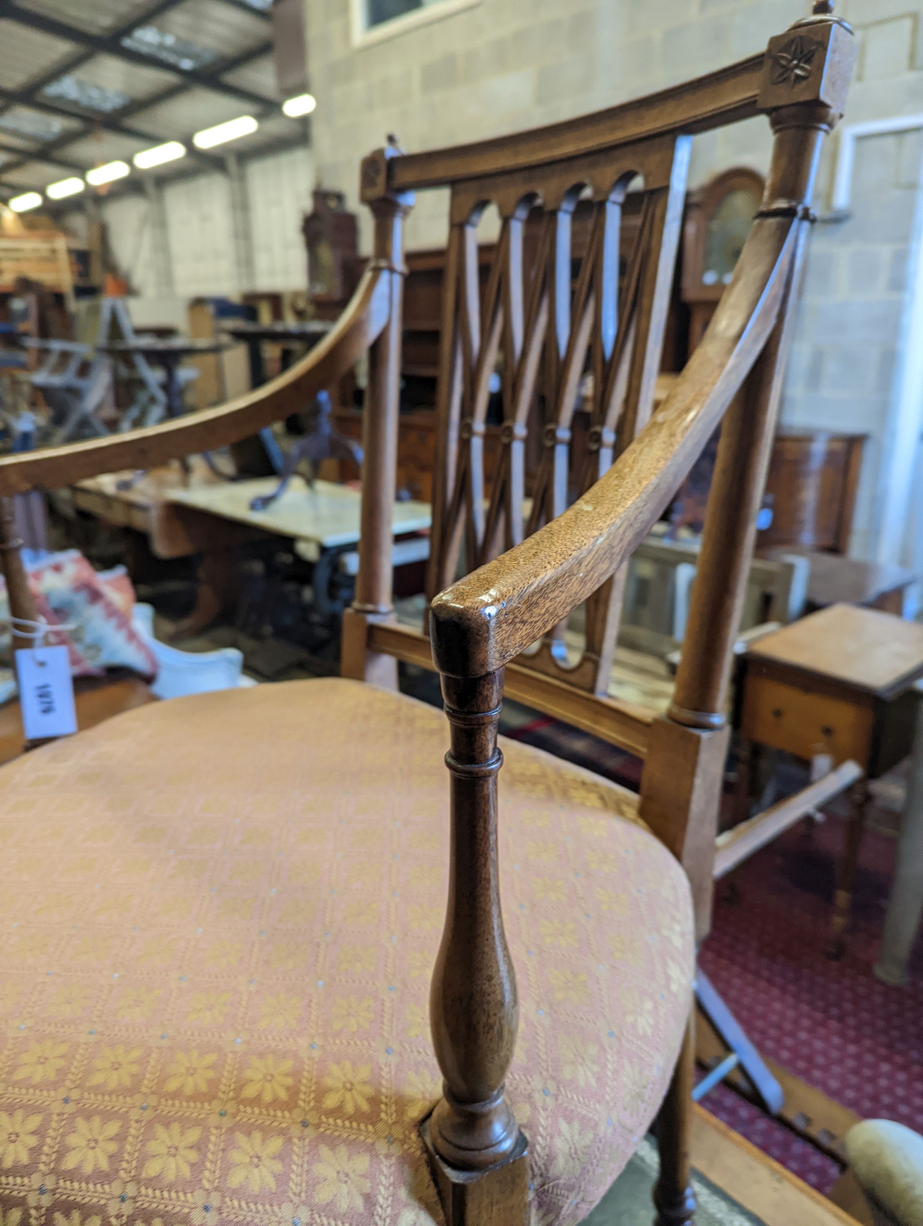 A Sheraton design mahogany elbow chair, width 54cm, depth 44cm, height 93cm - Image 3 of 4