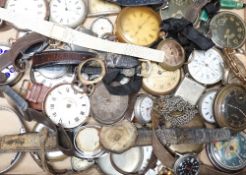 A collection of assorted wrist and pocket watches, mostly a.f. including an 18k Swiss chronograph