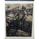 Jean Michaux (1876-1956), etching, 'Fisherman going out', signed in ink, 3/50, 79 x 62cm
