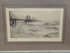 William Lionel Wyllie (1851-1931), etching, The Chain Pier, Brighton, signed in pencil, 19 x 35cm