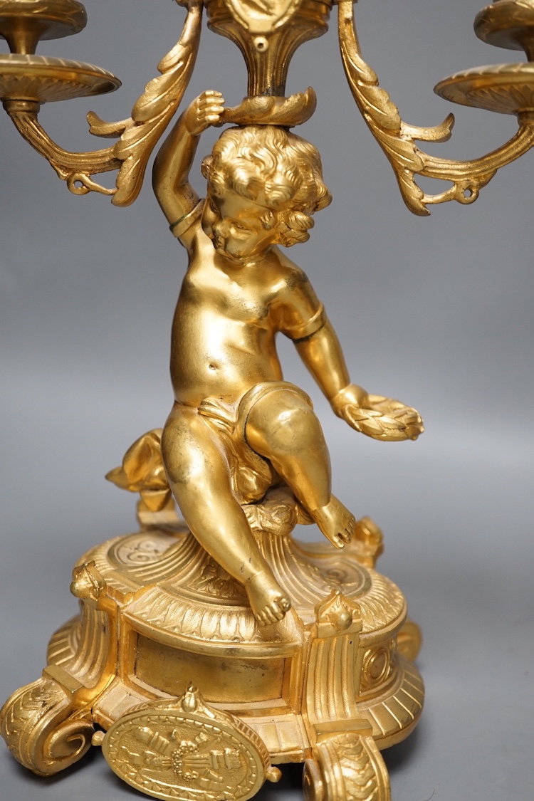 A pair of Louis XVI ormolu cherub candelabra 31cm - Image 2 of 5