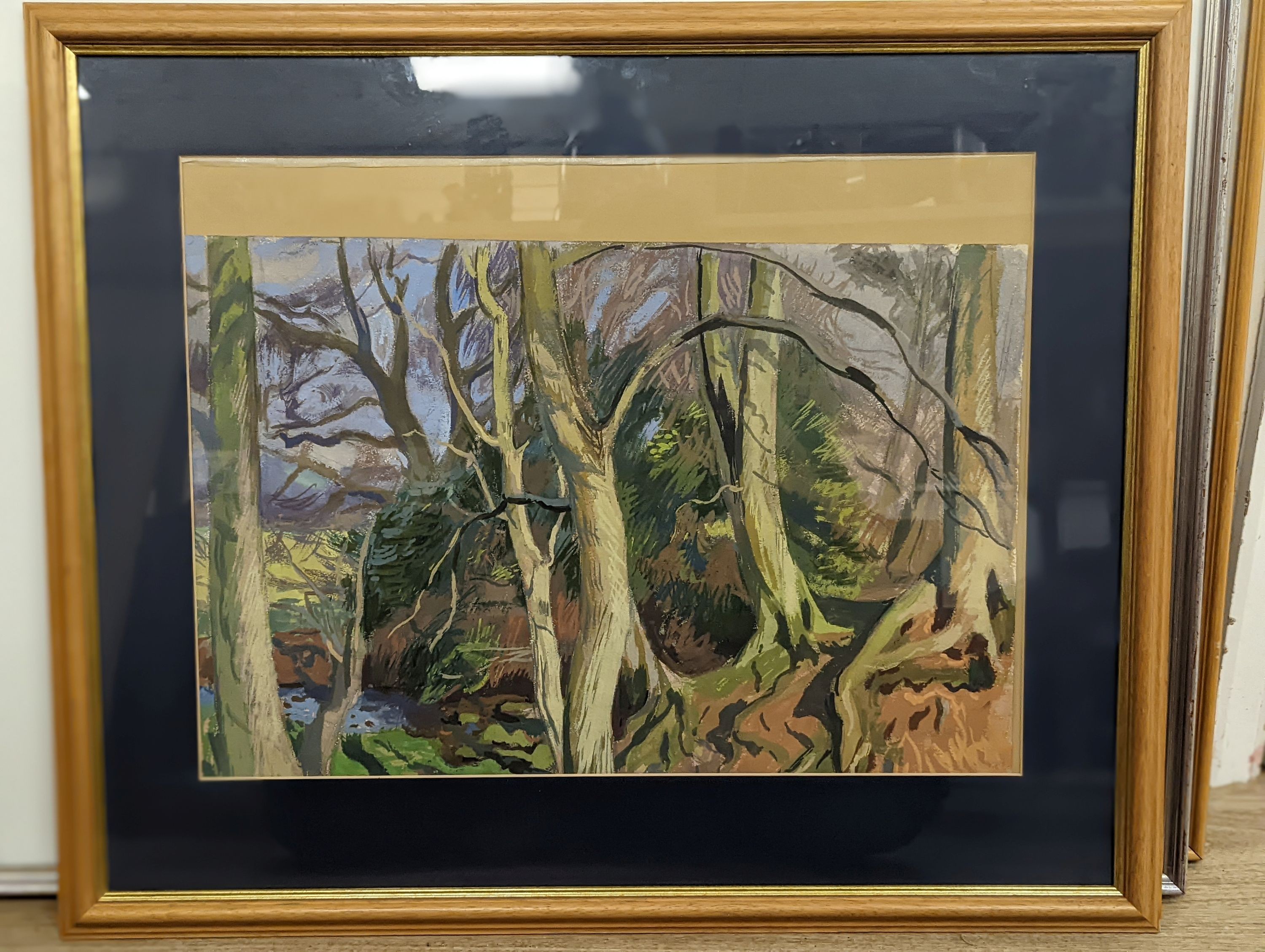 Attributed to Hans Feibusch (1898-1998), gouache and paste. 'Woodland scene' - Image 2 of 3