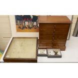 And early 20th century mahogany cabinet of UK moth and butterfly specimens, six trays together