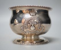 An Edwardian silver 'Royal Dublin 2nd Batt. Fusiliers' sugar bowl, William Hutton & Sons, London,