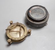 A 19th century Herbert & Co. brass compass and another WWII compass