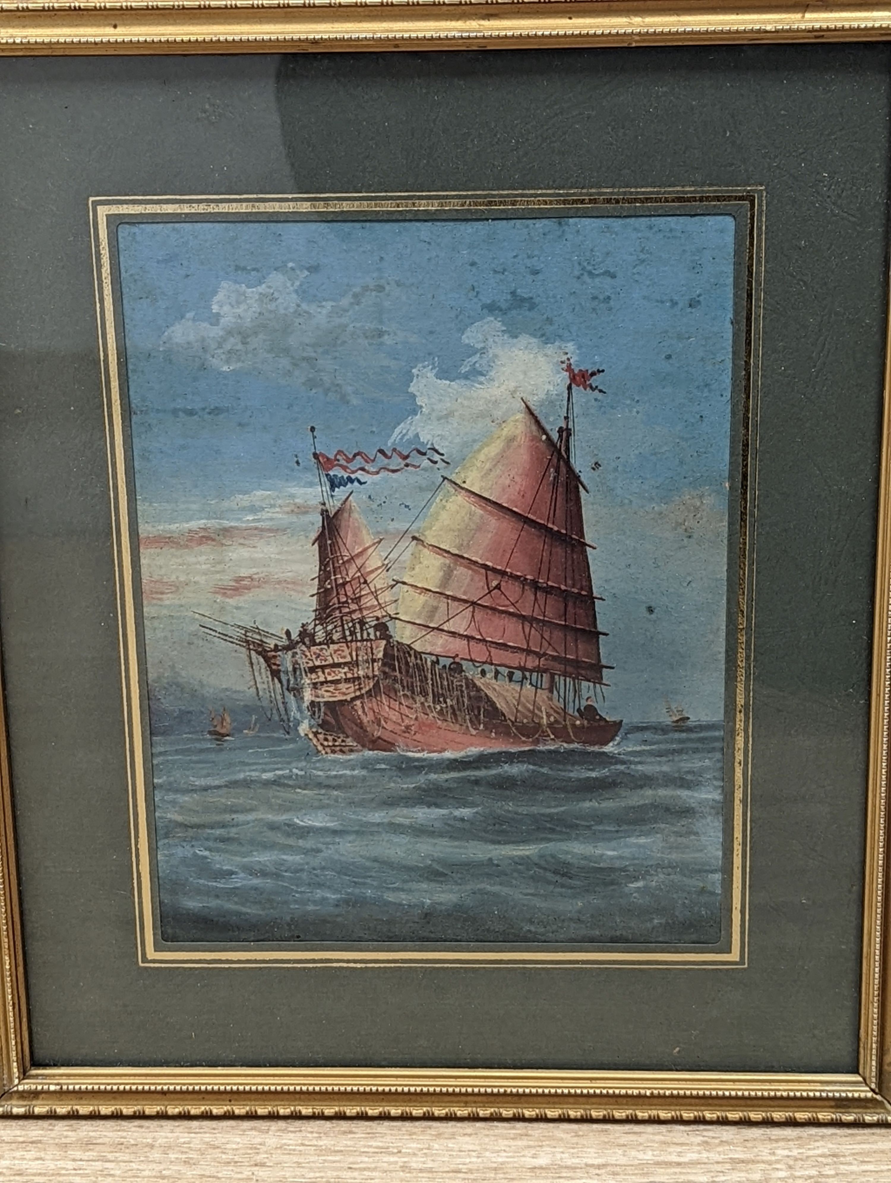 Chinese School, gouache, pair of ship paintings, c.1900, 21 x 16.5cm - Bild 2 aus 4