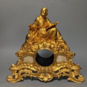 A 19th century gilt metal mantel clock case 37cm