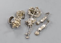 A suite of Norwegian 925s jewellery by Juhls Kautokeino, comprising a pendant brooch, 92mm, pair