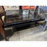 A chinoiserie lacquer square low table, length 104cm, height 46cm