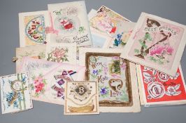 A collection of postcards and greetings cards