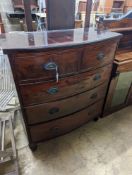 A Victorian mahogany bow front chest, width 104cm, depth 52cm, height 119cm