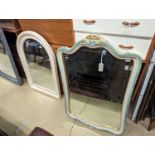 Two modern cream painted wall mirrors, larger width 69cm, height 106cm