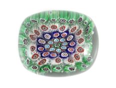 An unusual rectangular millefiori glass paperweight, probably Murano,9.4cm