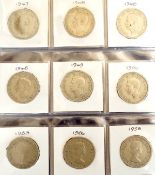 Three albums of George V to Queen Elizabeth II pre decimal coins an album of post war Commonwealth