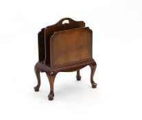 A Queen Anne revival walnut two division newspaper stand, width 44cm depth 23cm height 60cm