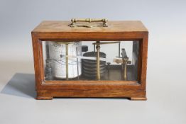 An early 20th century oak cased barograph, by G. Lee & Son, Portsmouth, case 22cm height 13cm