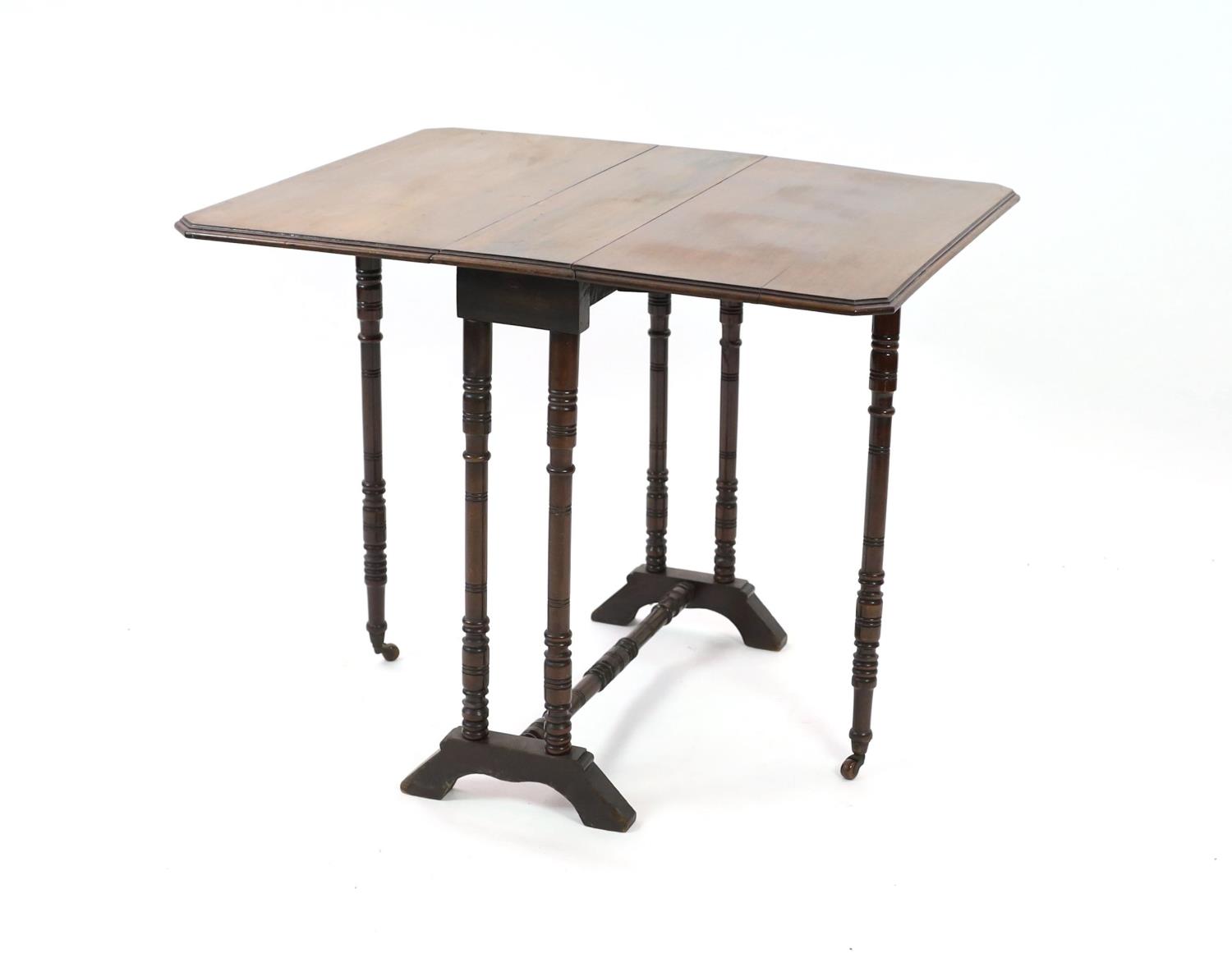 A late Victorian walnut Sutherland table, width 68cm depth 18cm height 69cm - Image 2 of 3