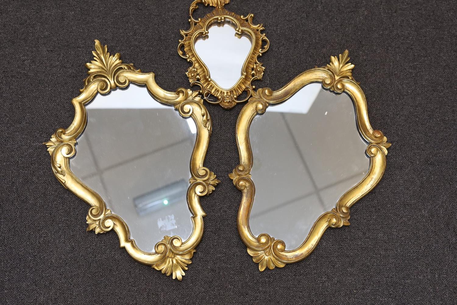 A pair of George III style giltwood cartouche wall mirrors, height 60cm, together with two similar - Image 4 of 7